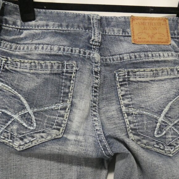 AMETHYST | 14 inch waist measured | Distressed Faded Blue Flare Jeans - Picture 11 of 16